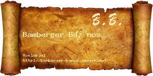 Bamberger Bános névjegykártya